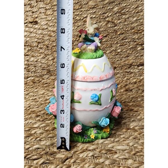 Long Rich Easter Egg Jar With Spring Flowers At Base 8.5" X 5" Holiday Decor - Picture 9 of 10